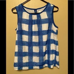 Vineyard Vines Size 2 Blue Gingham Chiffon Sleeveless Blouse